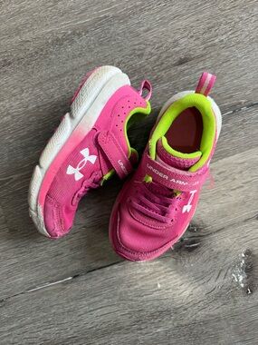 Under Armour Kids Hot Pink and Neon Green Athletic Sneakers